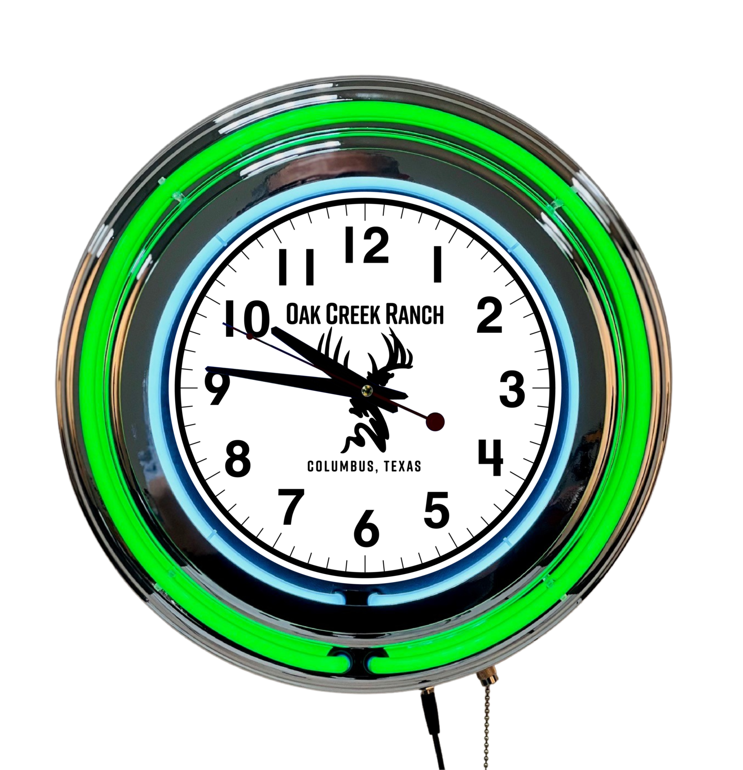 Neon Clock Oak Creek White Green