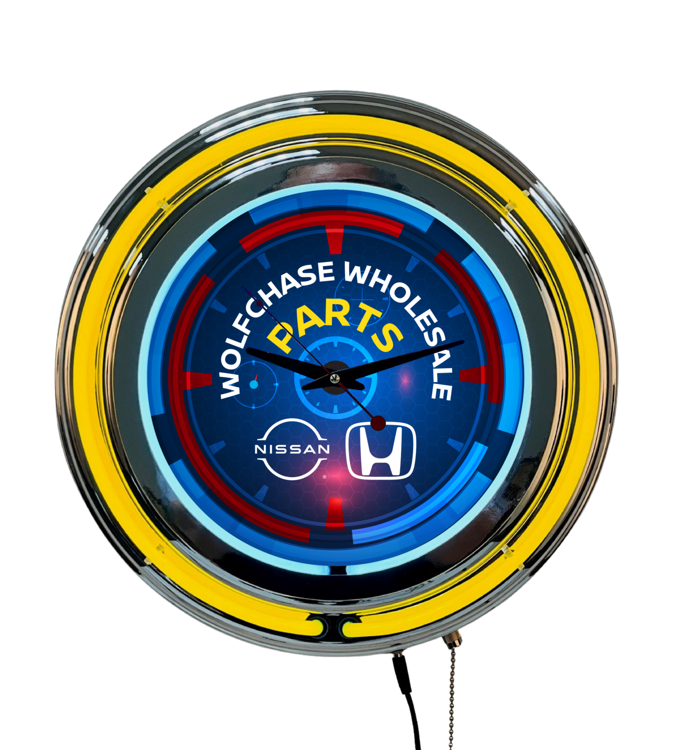 Neon Clock Wolfchase Wholesale Parts Multi-Color Yellow